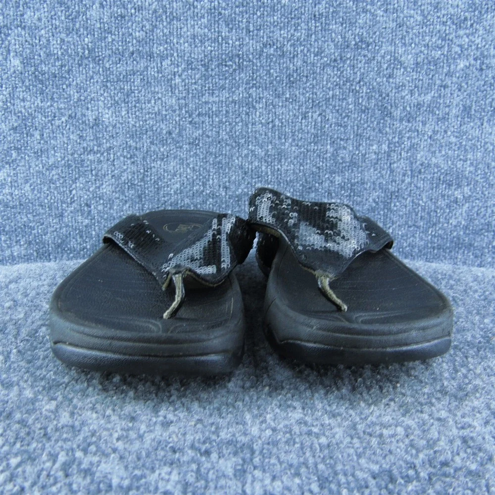 FitFlop Sequins Women Flip Flop Sandal Shoes‎ Black Synthetic Size 7 Medium